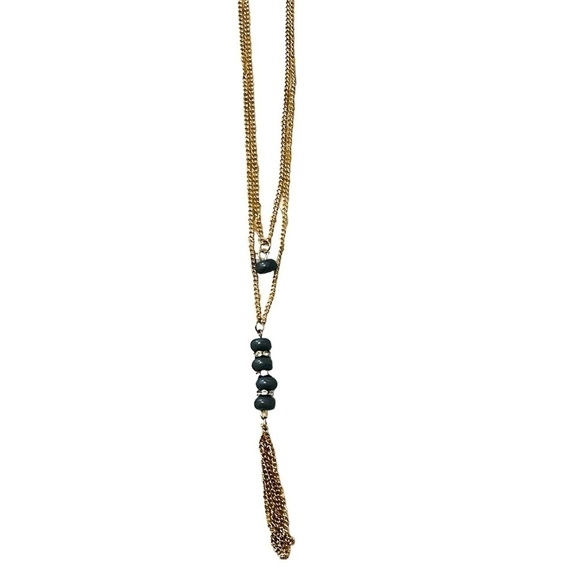 2/$15 - Multi Stone Tassel Necklace & Earrings - Gray - Picture 1 of 4